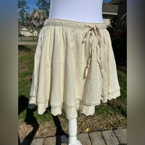NWT🌷(Small) Free People Lady Tulip Scalloped Eyelet Tied Hem Mini Skirt